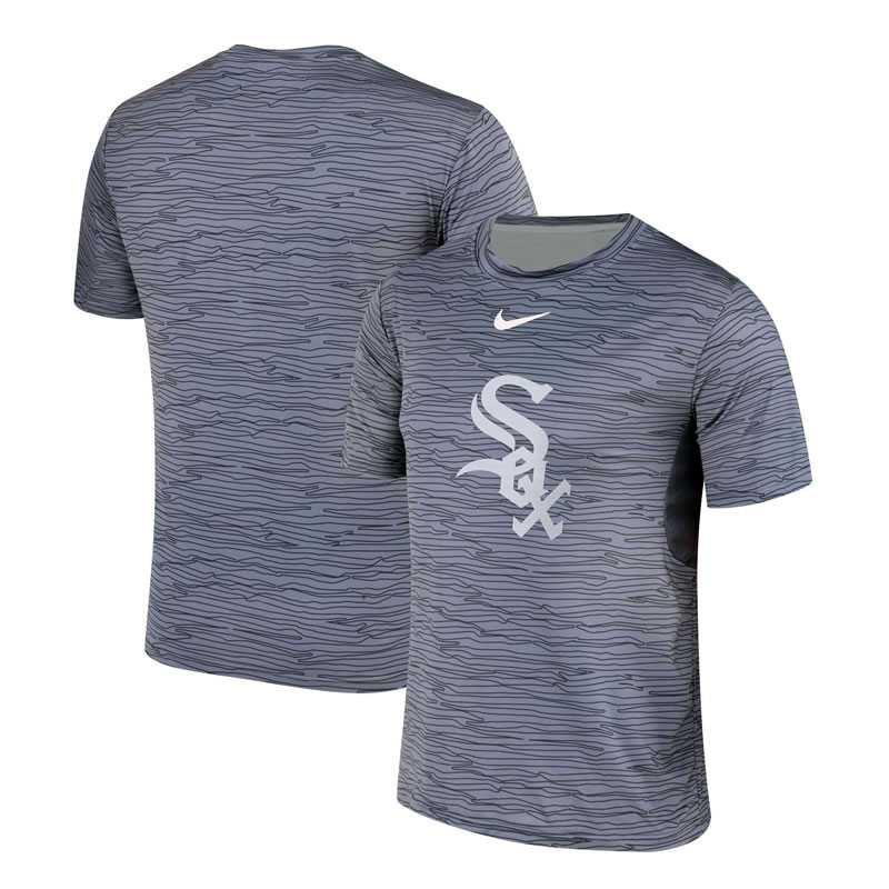 Chicago White Sox Gray Black Striped Logo Performance T-Shirt,We sell and wholesale Chicago White Sox Gray Black Striped Logo Performance T-Shirt on line form chian!